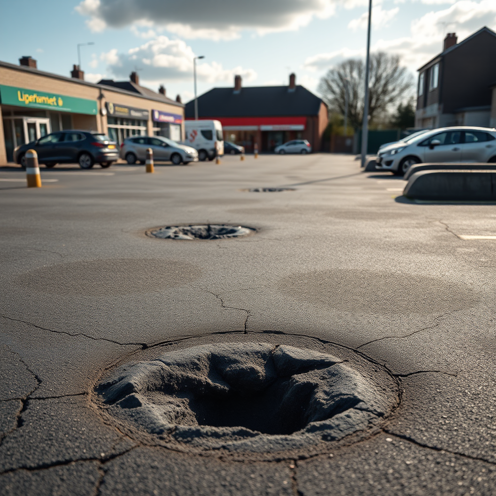 Photos show the state of a Coventry car park with 'dangerous pot holes'